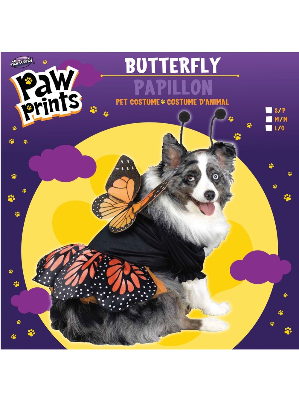 Paw Prints Fun World Butterfly Pet Costume Monarch Wings Headband Size Small